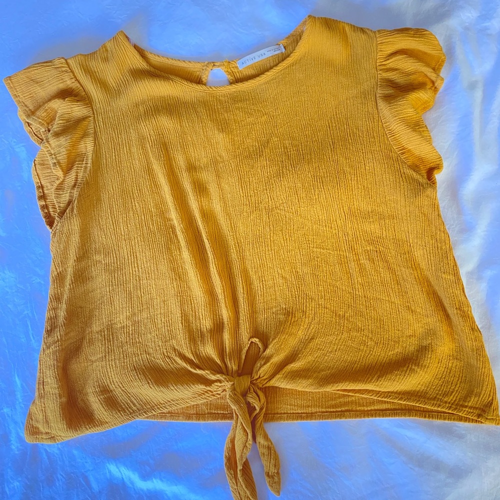Yellow Middie Tie Top